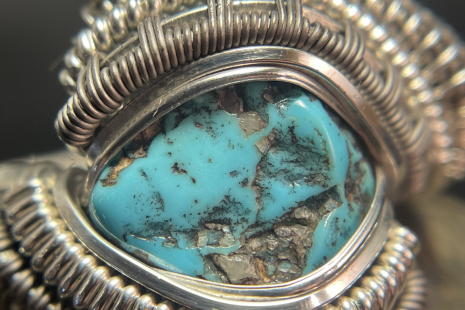 Turquoise Titanium/Silver Ring Size 9.5