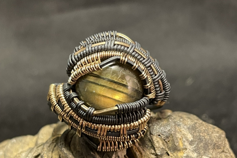 Labradorite Oxidized Silver Ring Size 10