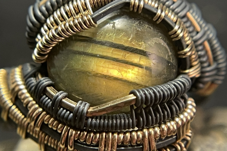 Labradorite Oxidized Silver Ring Size 10