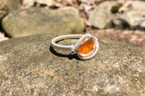 Amber Silver "Mini" Ring Size 10