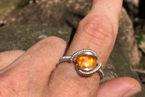 Amber Silver "Mini" Ring Size 10