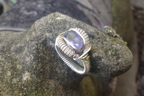 Faceted Iolite Ring Handmade Silver Ring SIZE 7.5