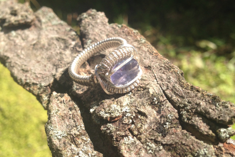 Faceted Iolite Ring Handmade Silver Ring SIZE 7.5