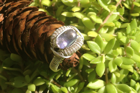 Faceted Iolite Ring Handmade Silver Ring SIZE 7.5