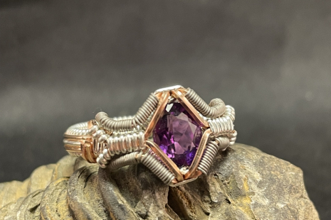 ☆nff☆ gem string ring setpurple nff1 Amethyst Facet Sterling Symmetry Ring Size 7.5 | Foo Factor