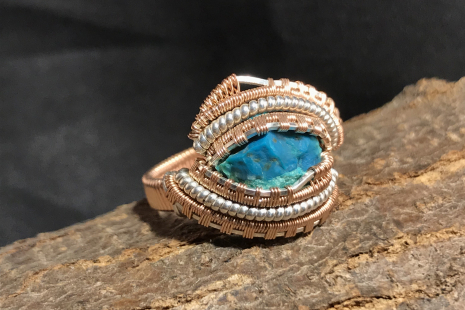 Chrysocolla Silver Ring SIZE 8
