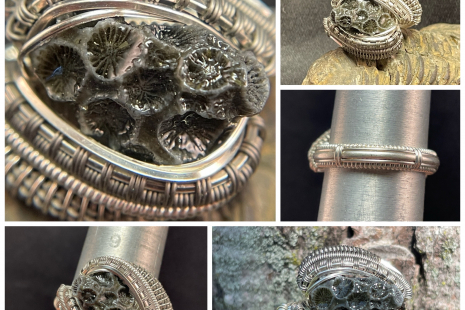 Sea Coral Sterling Silver Silver w/ Titanium Ring Size 10.5