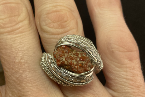 Dinosaur Bone Sterling Silver Ring Size 10.5-11