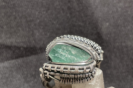 Rogerley Fluorite Oxidized Sterling Silver Ring Size 8