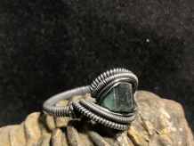 Green Tourmaline Oxidized “mini” Ring SIZE