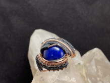 Lapis Lazuli Rose Gold w Silver Ring Size 8