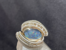 Australian Opal Silver Ring Size 10