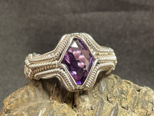 Amethyst Sterling Silver Symmetry Ring Size 9.5