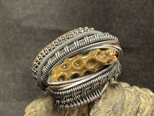 Sea Coral Sterling Silver w/ Rose Gold Ring Size 9.5