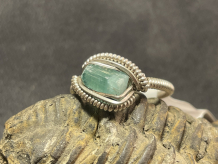 Green Tourmaline Sterling Silver “mini” style Ring Size 7.5