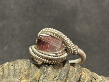 Pink Tourmaline Sterling Silver “mini” style Ring Size 7.5